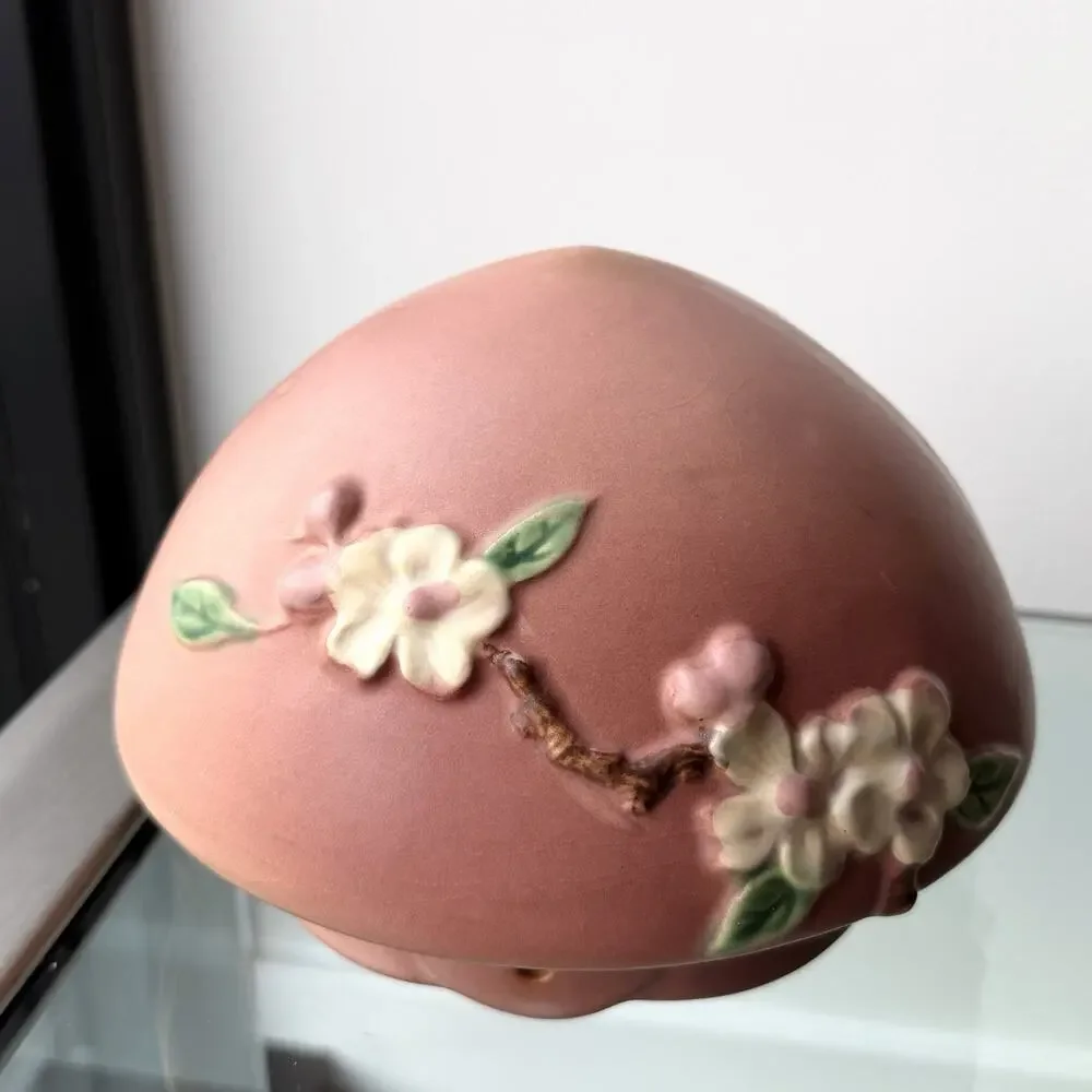 Roseville Pottery Pink Apple Blossom Hanging Planter Basket